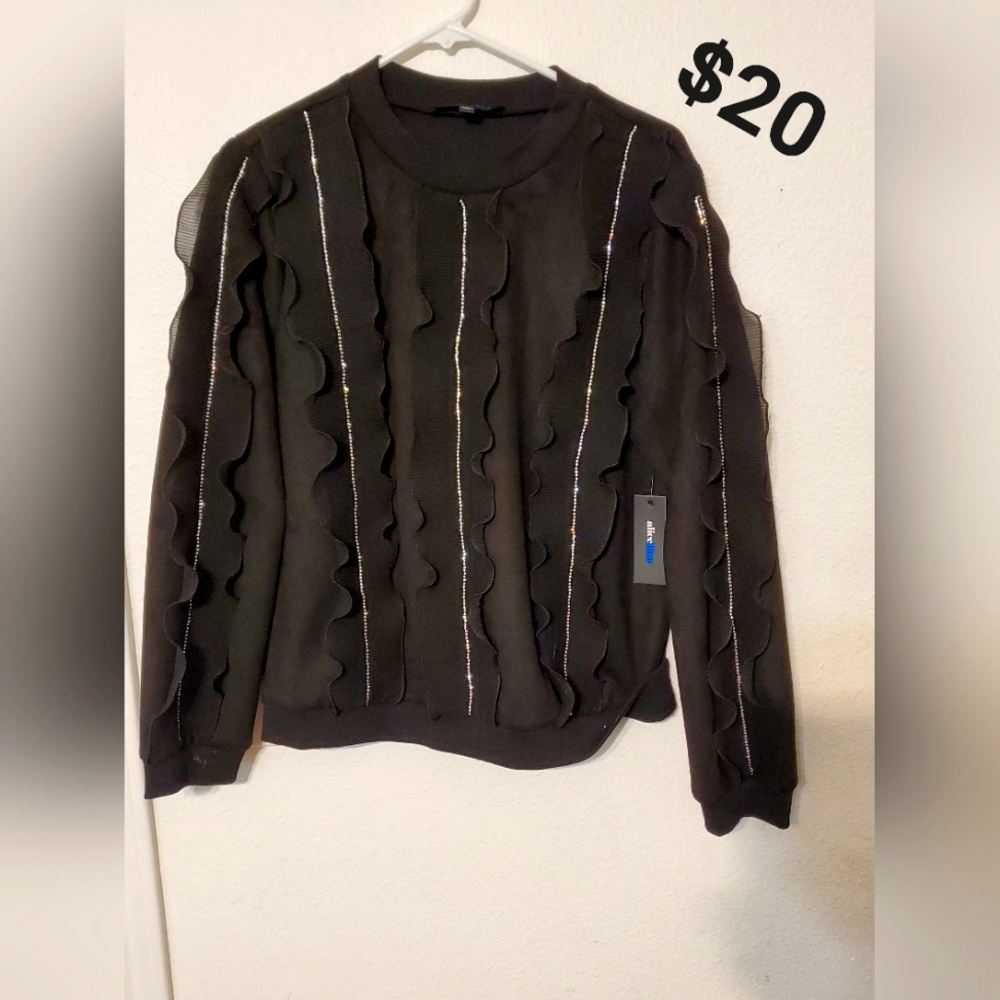 Alice Blue Rhinestone Sweater